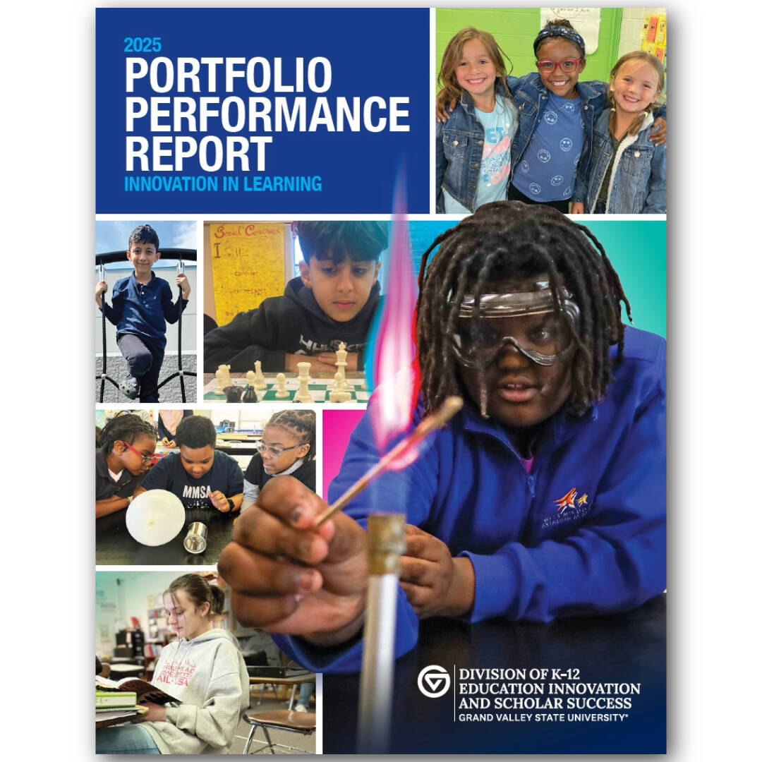 Collage of students from GVSU's charter public schools for front cover of 2025 Portfolio Performance Report